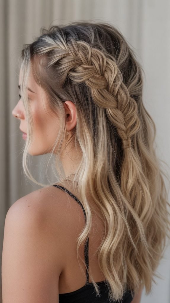 Pull-Through Braid Half Up