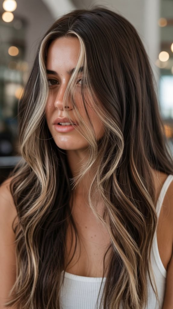 Chocolate Brown with Blonde Peekaboo Highlights