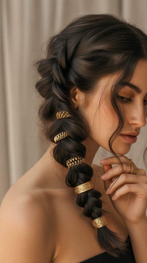 Braided Half Up with Hair Jewelry