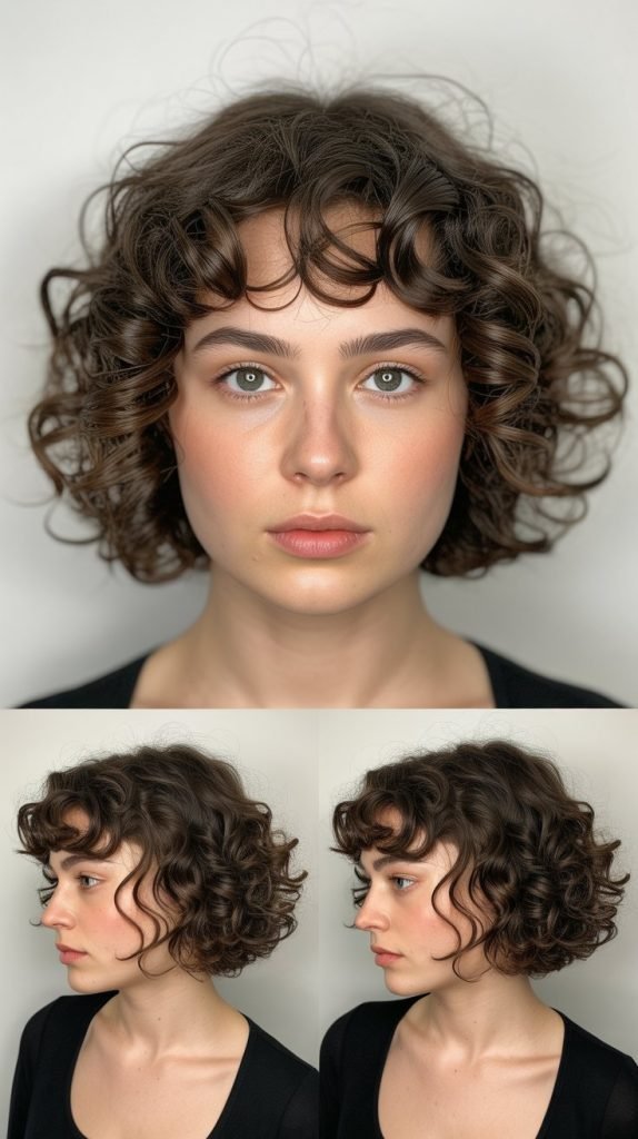 Rounded Curly Bob with Uniform Shape