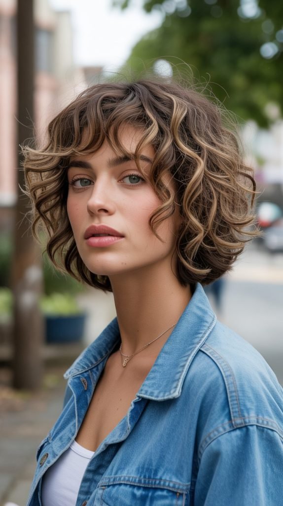  Shaggy Curly Bob with Choppy Layers