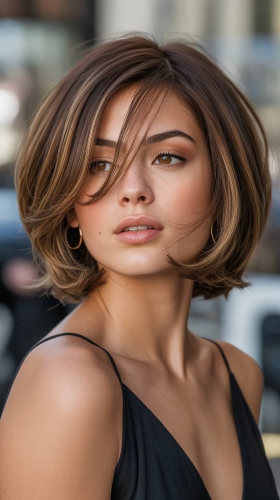 Choppy Bob with Side-Swept Layers