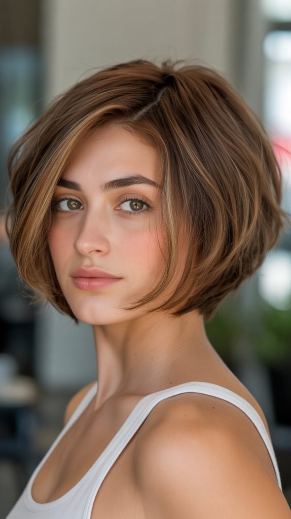 . Choppy Bob with Layered Crown and Nape