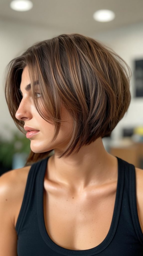 Inverted Choppy Bob with Stacked Layers