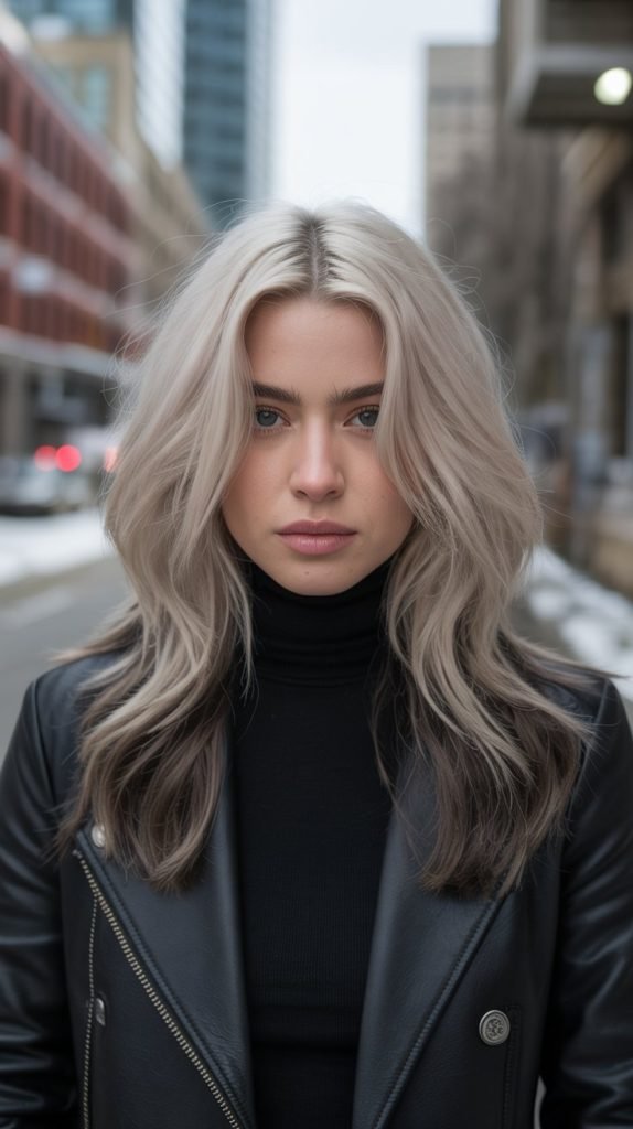 Ice Blonde with Charcoal Lowlights