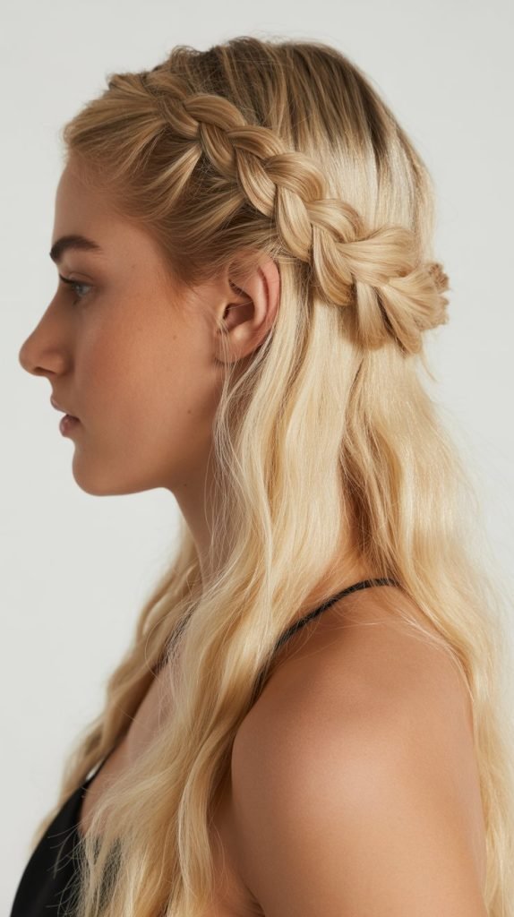 Half Up with Braided Ponytail