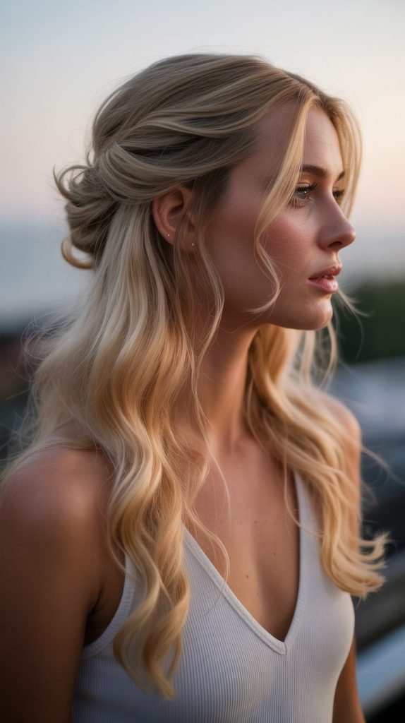 Half Up with Loose Waves