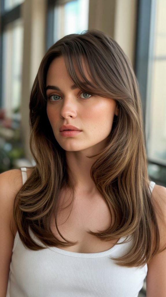 Classic Face-Framing Layers with Curtain Bangs