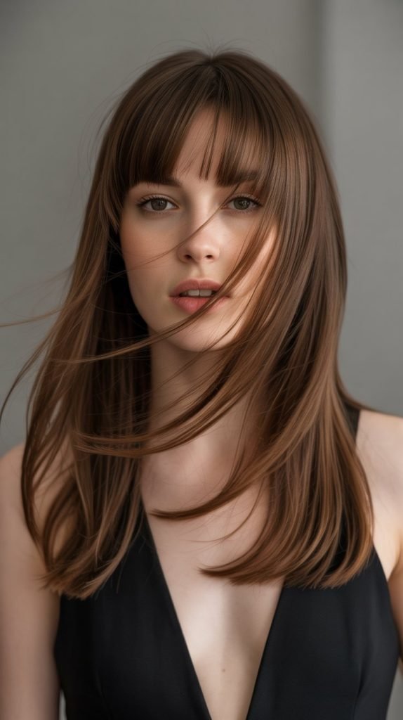 Graduated Long Layers with Swoopy Bangs