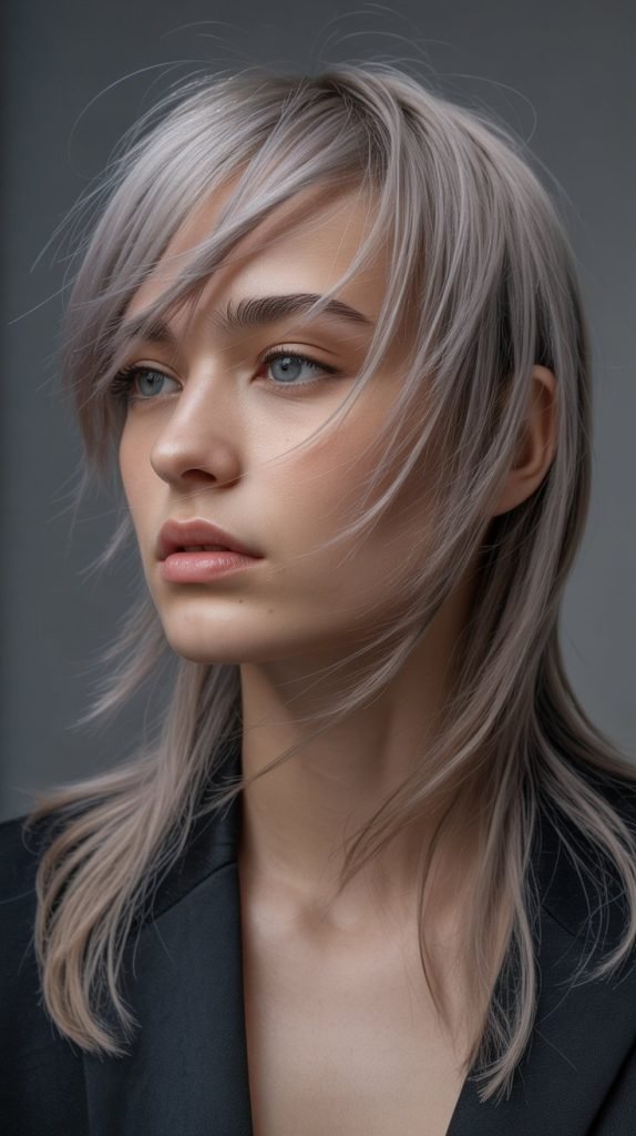 Long Layers with Side-Swept Micro Bangs
