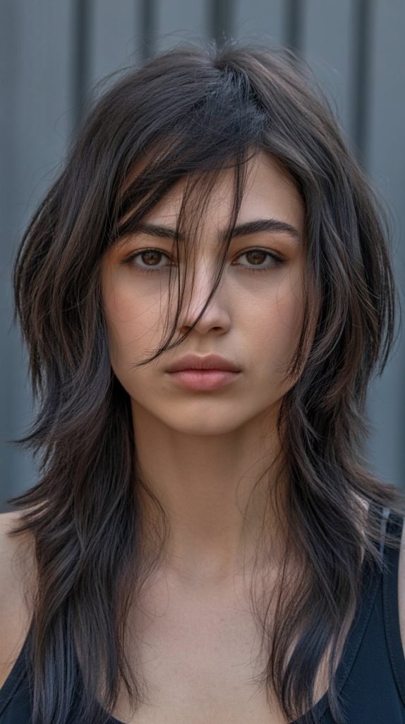 Long Layers with Asymmetrical Bangs