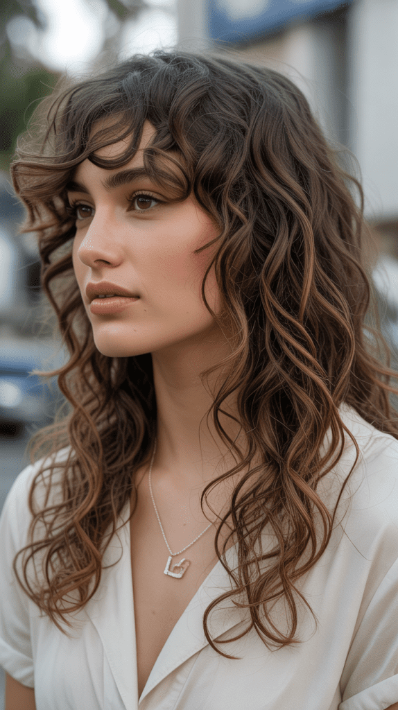  Long Layers with Side-Swept Bangs