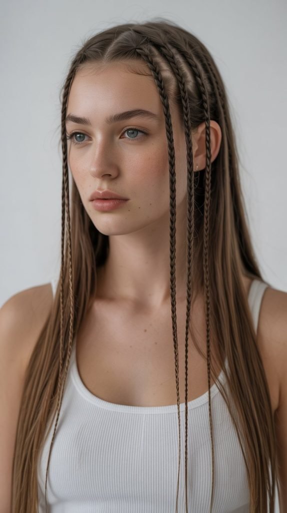 Micro Braids Accent in Straight Hair