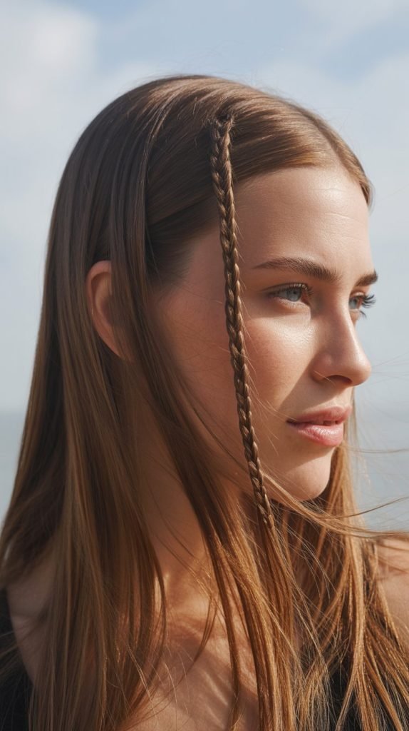 Accent Braid with Straight Hair