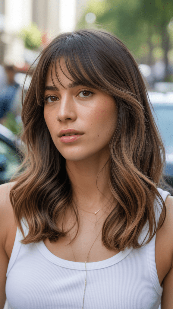 Subtle Caramel Babylights with Wispy Bangs