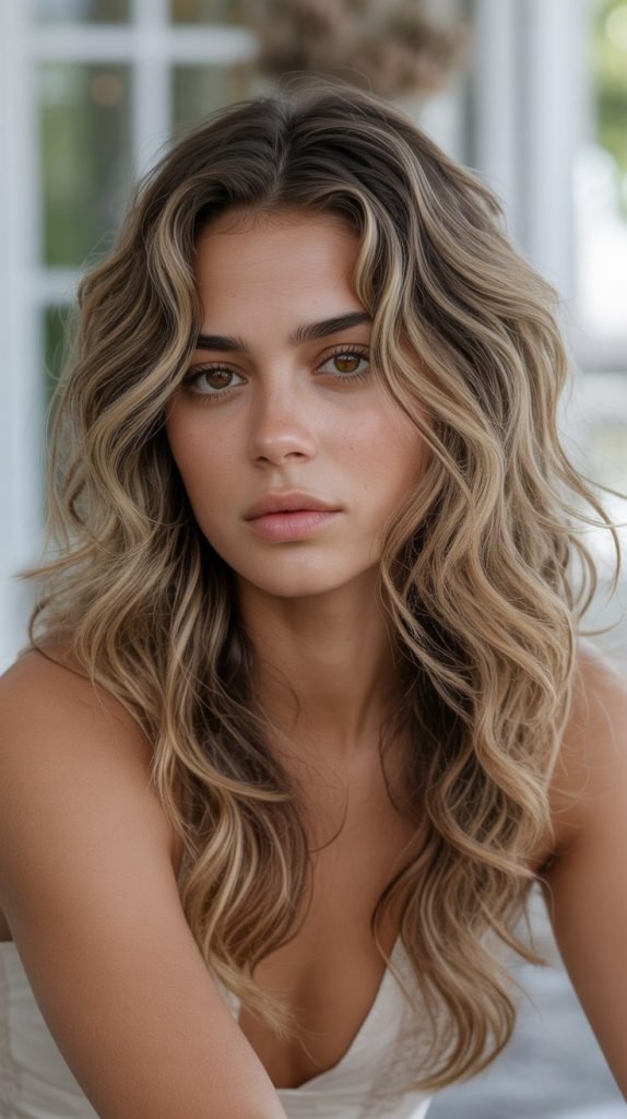 Natural Waves with Vanilla Blonde and Praline Lowlights