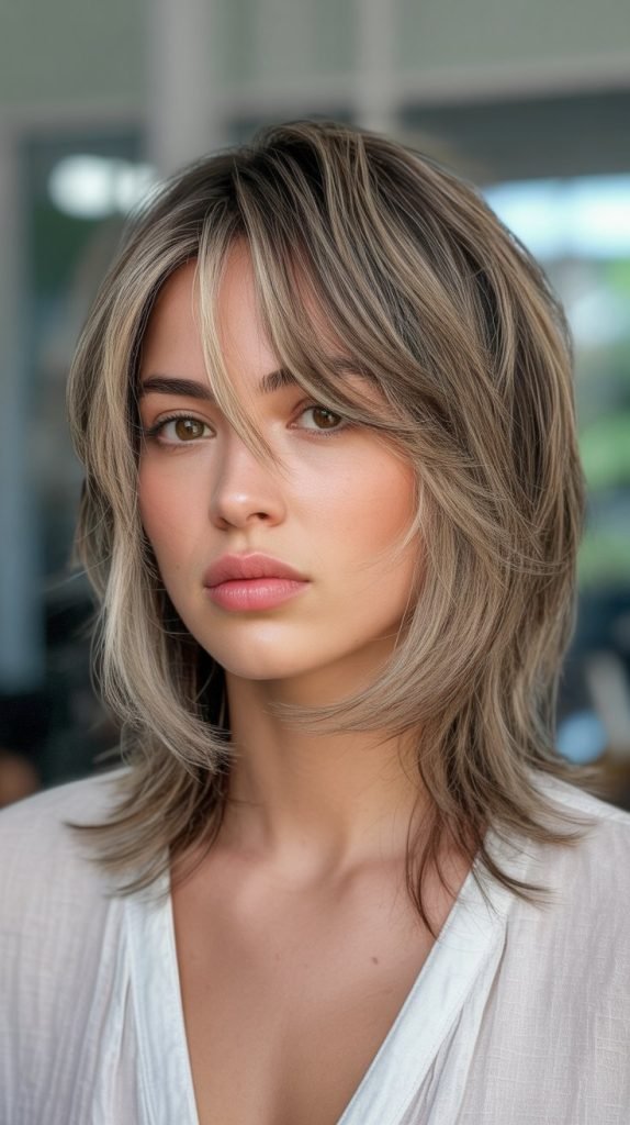 Razor-Cut Layers with Wispy Face-Framing