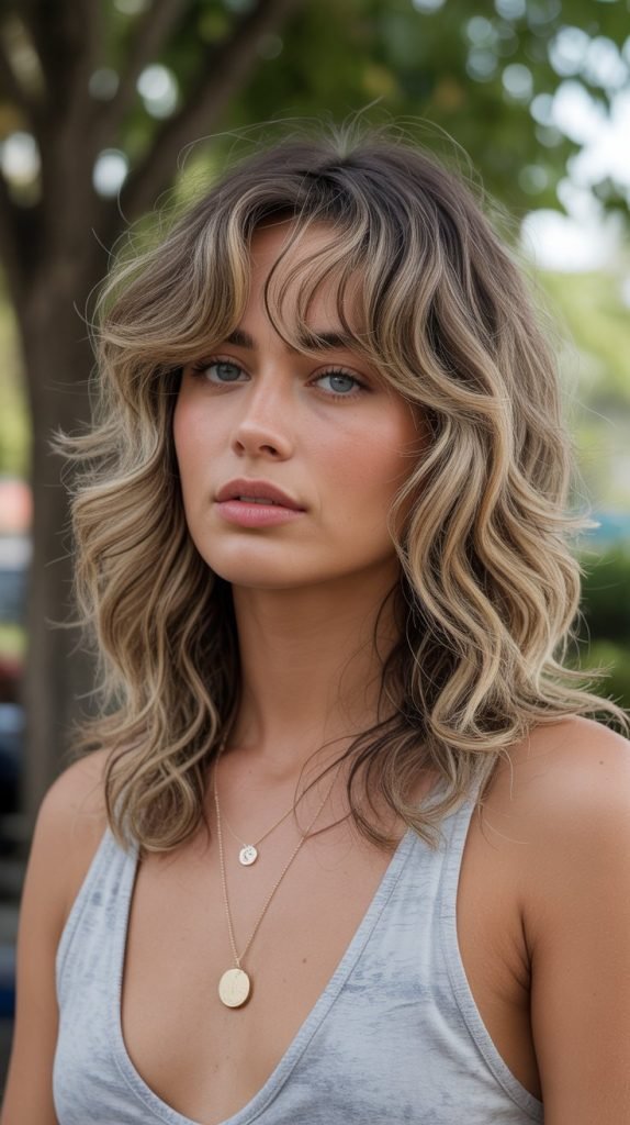 Shaggy Waves with Curtain Bangs