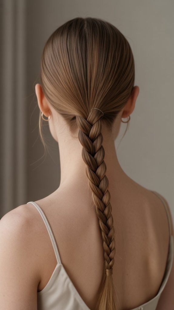 Sleek Center-Part with Braided Nape