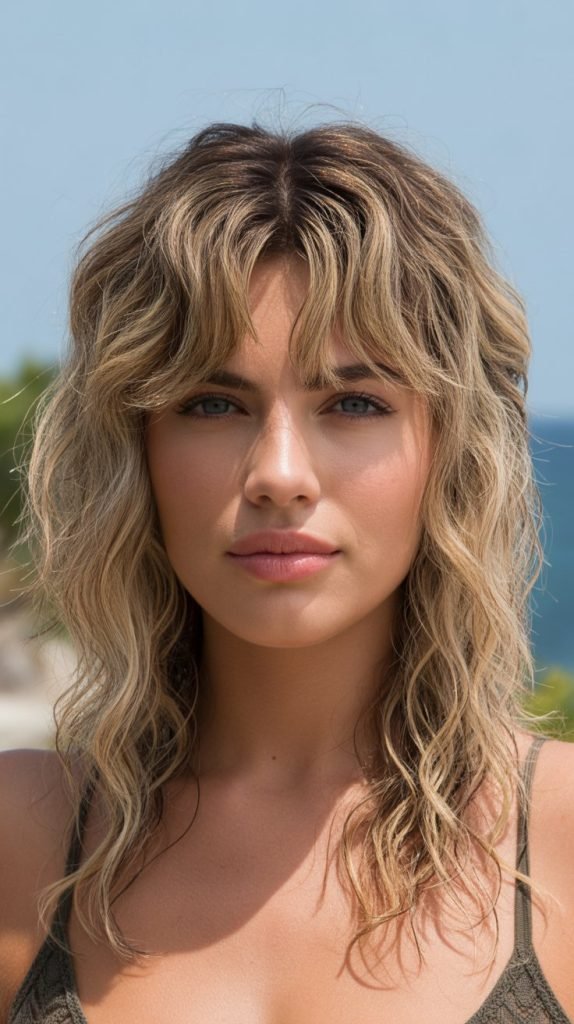  Tousled Waves with Split Bangs