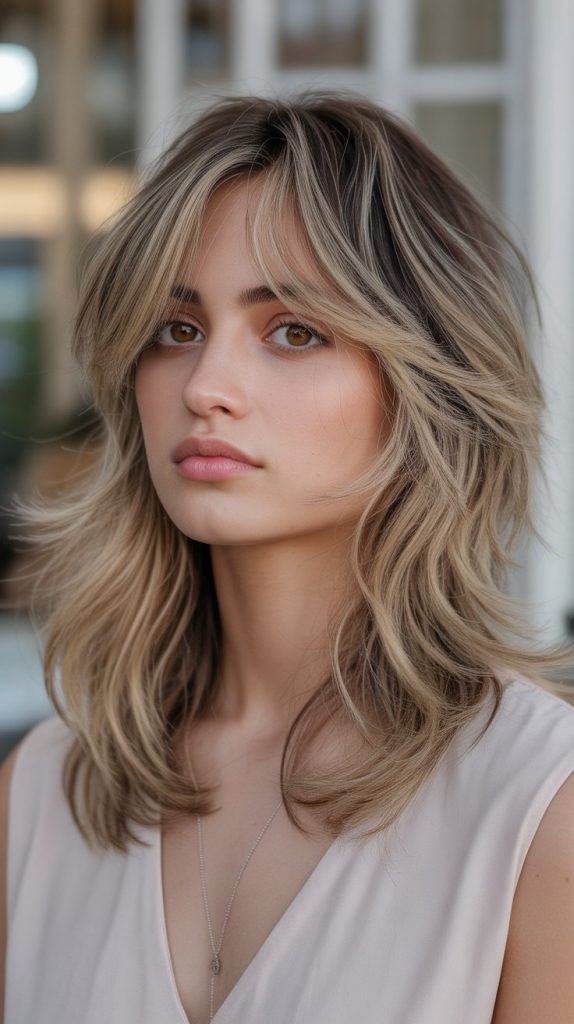  Wispy Layers with Buttercream Blonde and Cordovan Lowlights