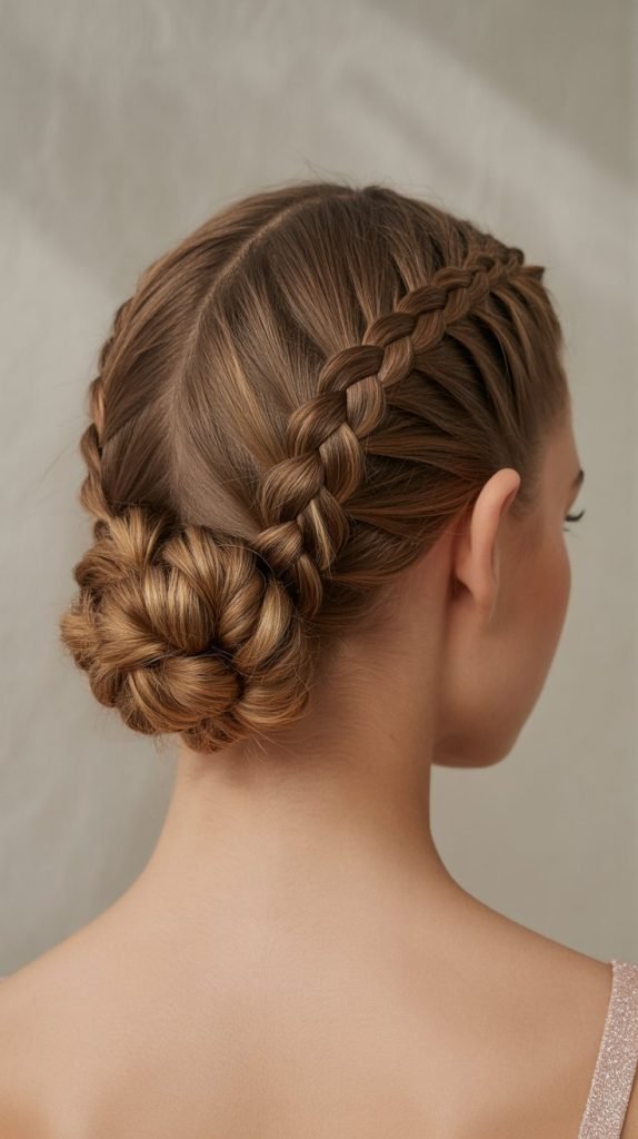  Double Dutch Braids into Low Bun