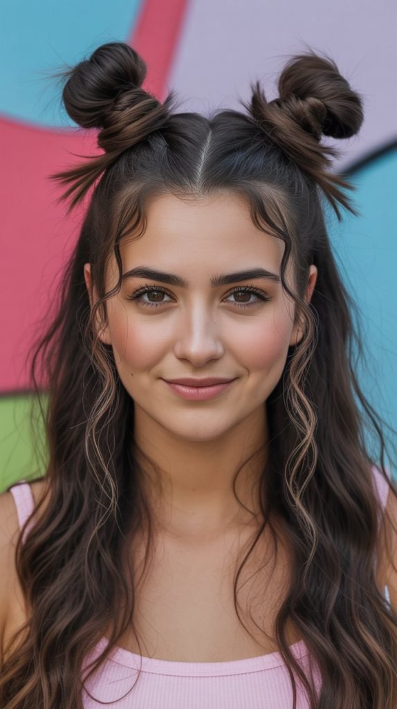 Half Up with Space Buns