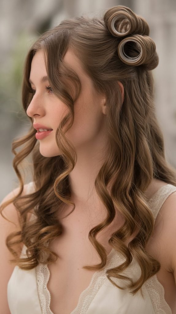 Half Up Half Down with Curled Ribbon Details