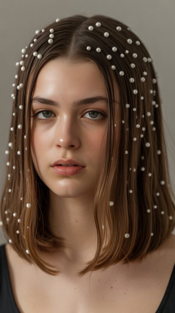  Pearl-Studded Straight Style