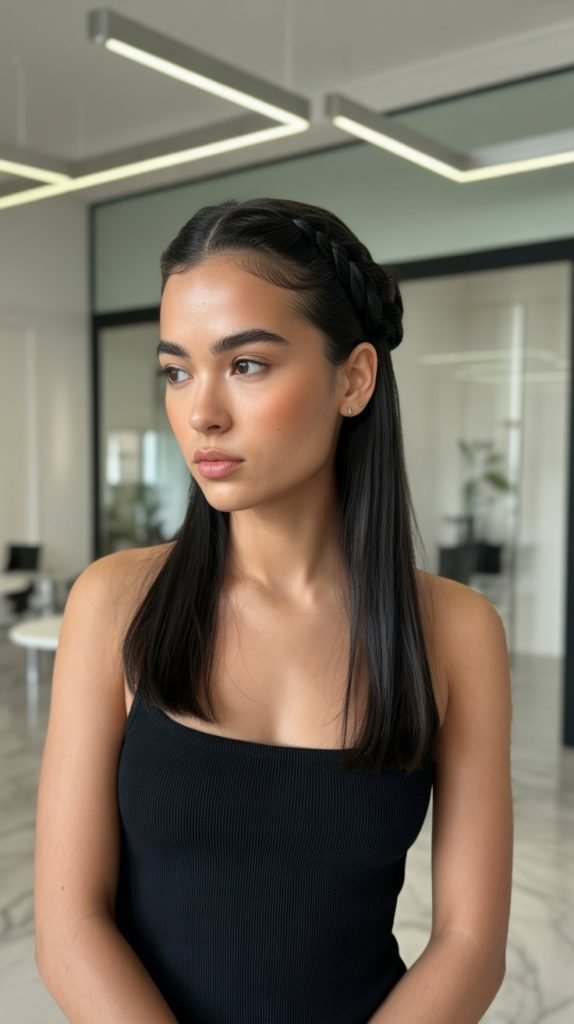 Sleek Low Twisted Half-Up