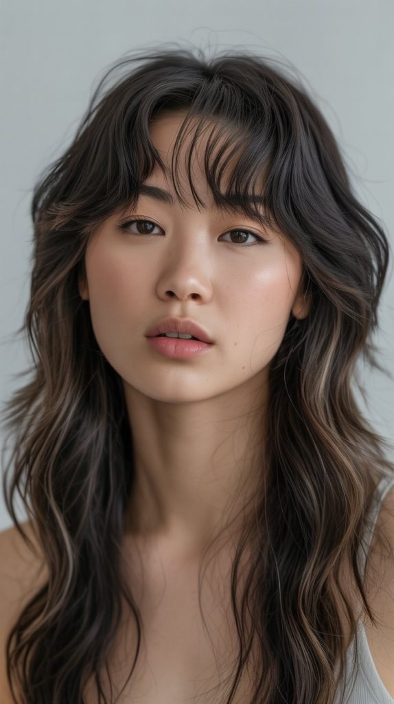 Long Layers with See-Through Bangs