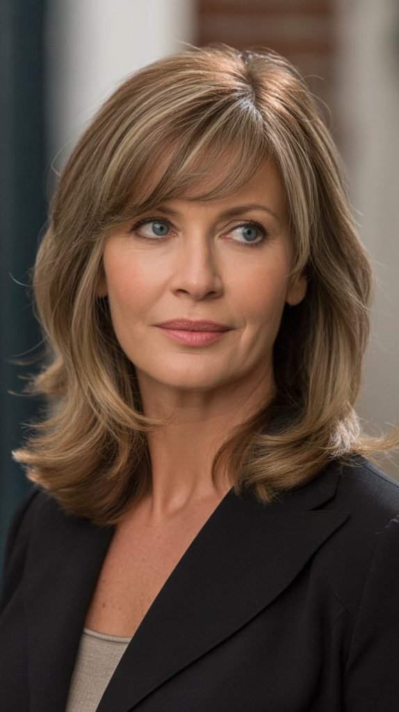 The Side-Swept Bang Medium Cut