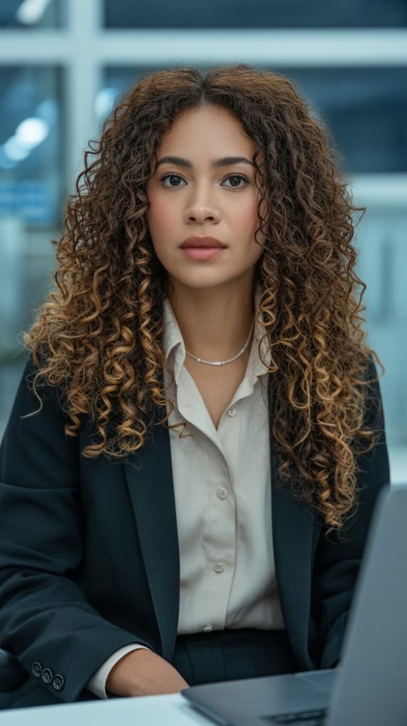 Subtle Caramel Highlights for Professional Settings