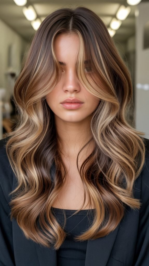 Chunky Caramel Highlights with Scattered Honey Lowlights