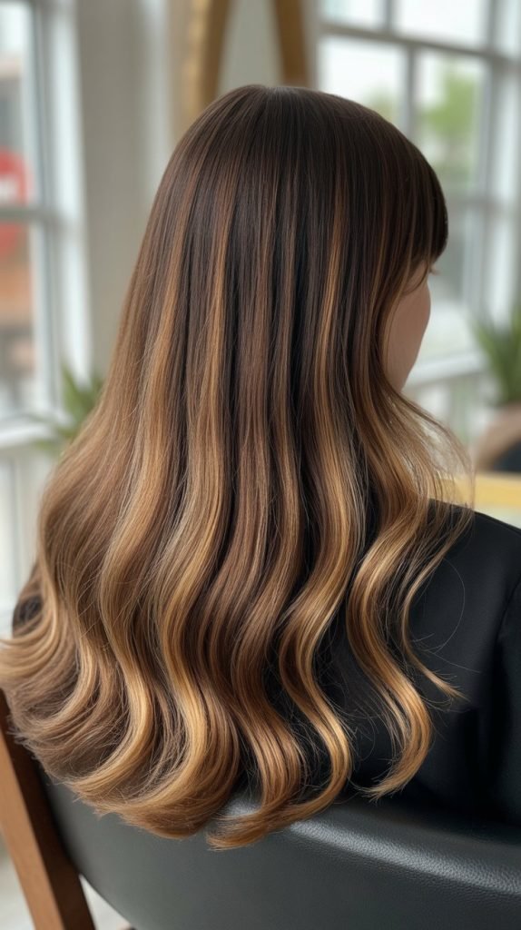 Root Shadow with Caramel Highlights and Honey Ends