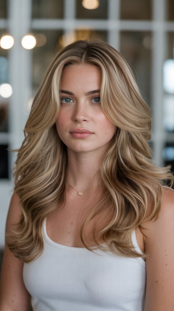 Champagne Blonde with Auburn Highlights