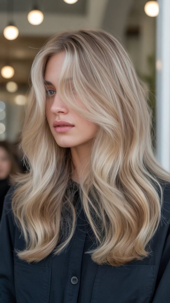Champagne Blonde with Caramel Lowlights