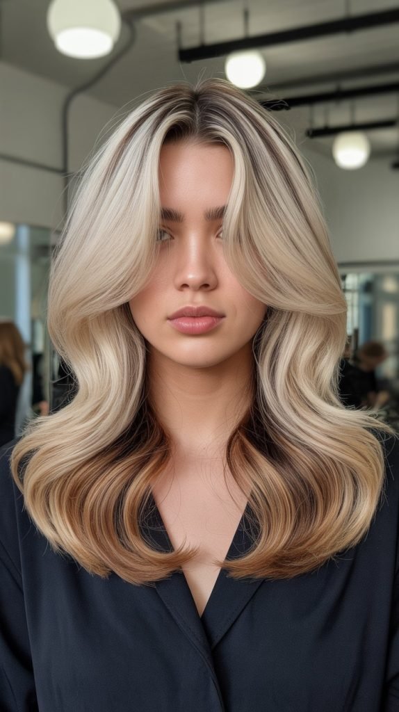 Creamy Blonde with Caramel Money Pieces