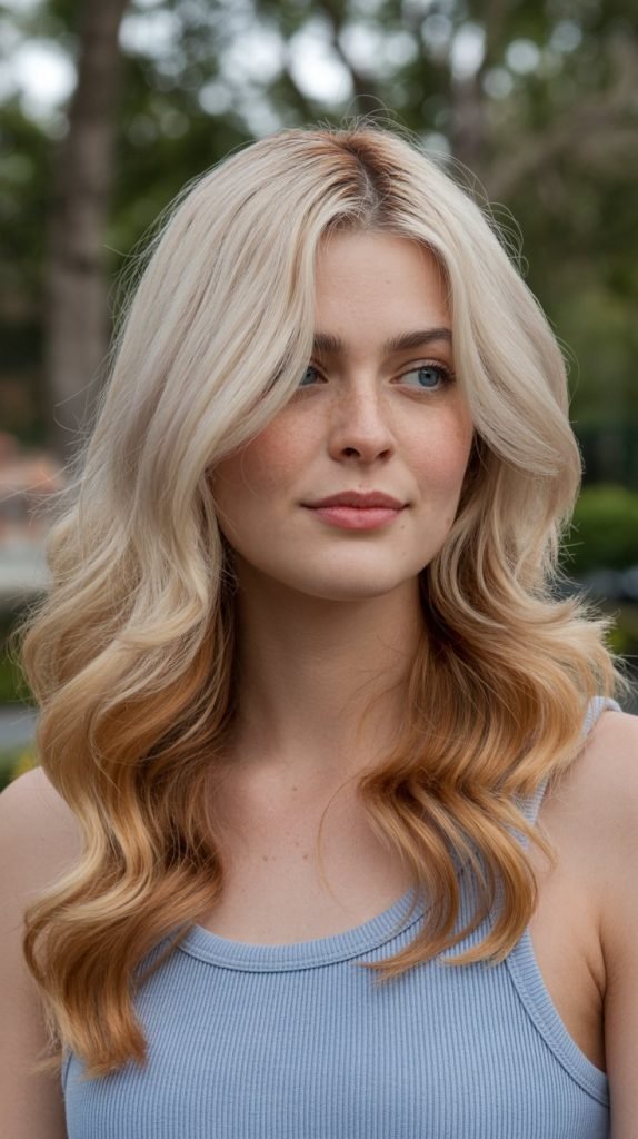 Flaxen Blonde with Copper Lowlights