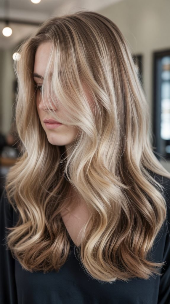 Flaxen Blonde with Walnut Lowlights