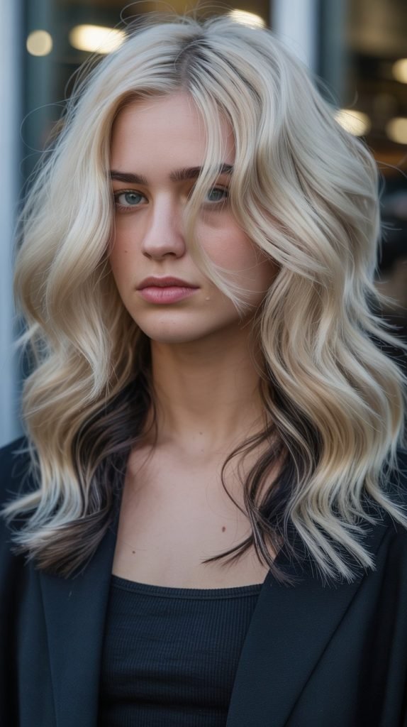 Glacier Blonde with Jet Lowlights