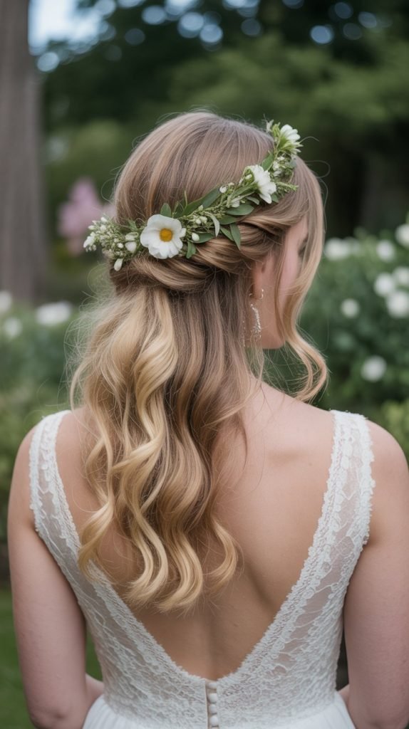 Half Up with Floral Accents