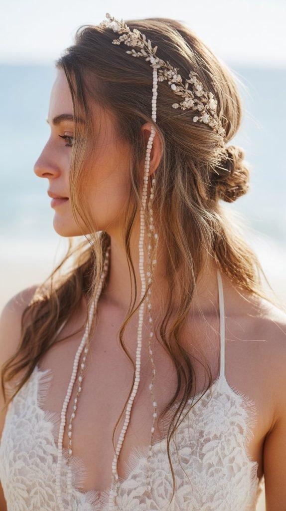 Half Up with Beaded Strands