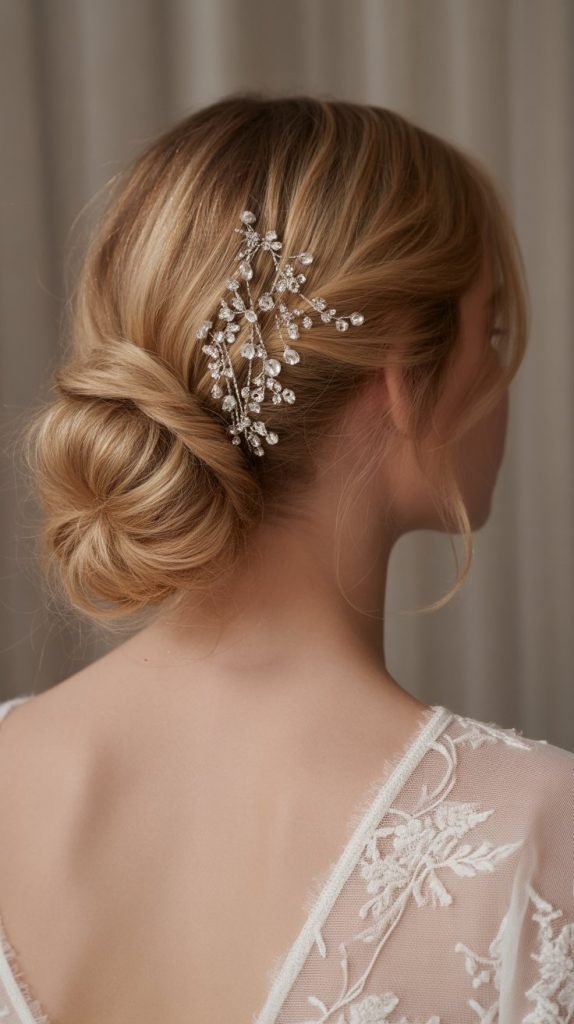 Half Up with Jeweled Hairpins
