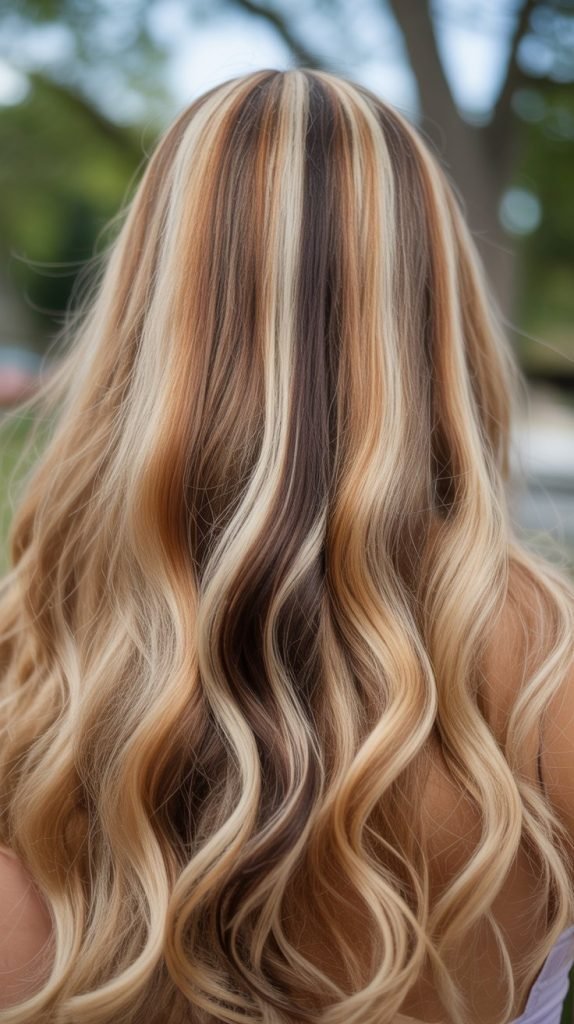 Honey Blonde with Caramel and Chocolate Ribbons