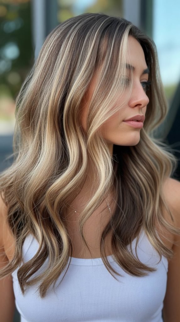 Latte Blonde with Caramel Highlights and Chocolate Lowlights