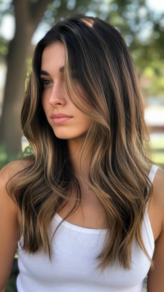 Caramel Balayage on Medium Brown Hair