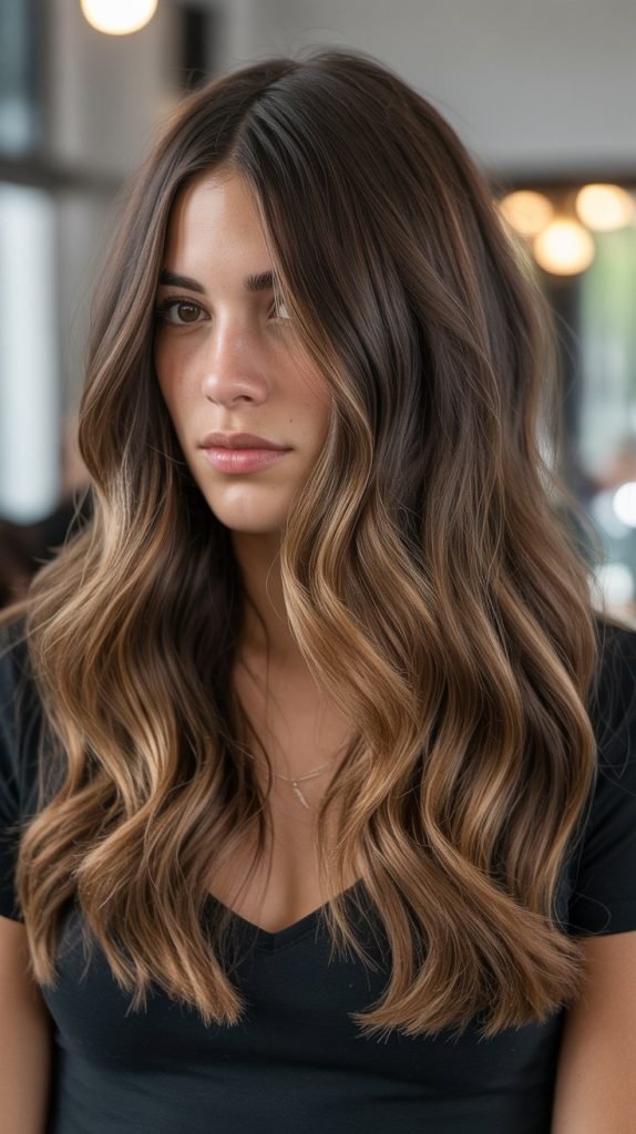 Caramel Highlights with Dark Roots