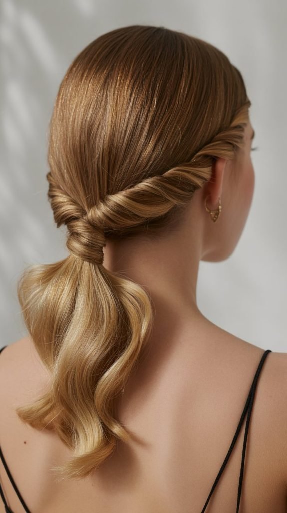 Low Ponytail with Twisted Sides