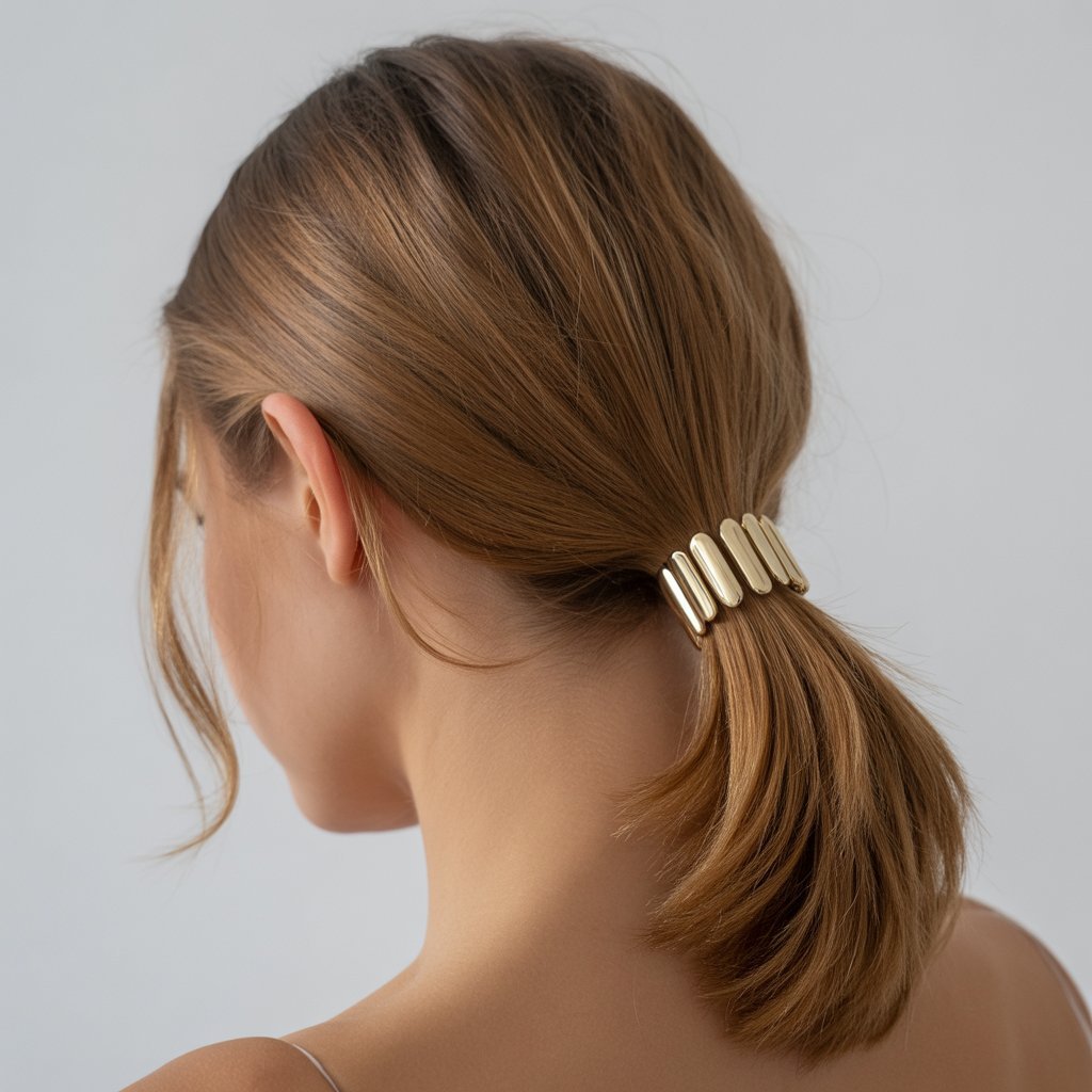Ponytail with Metallic Hair Cuff